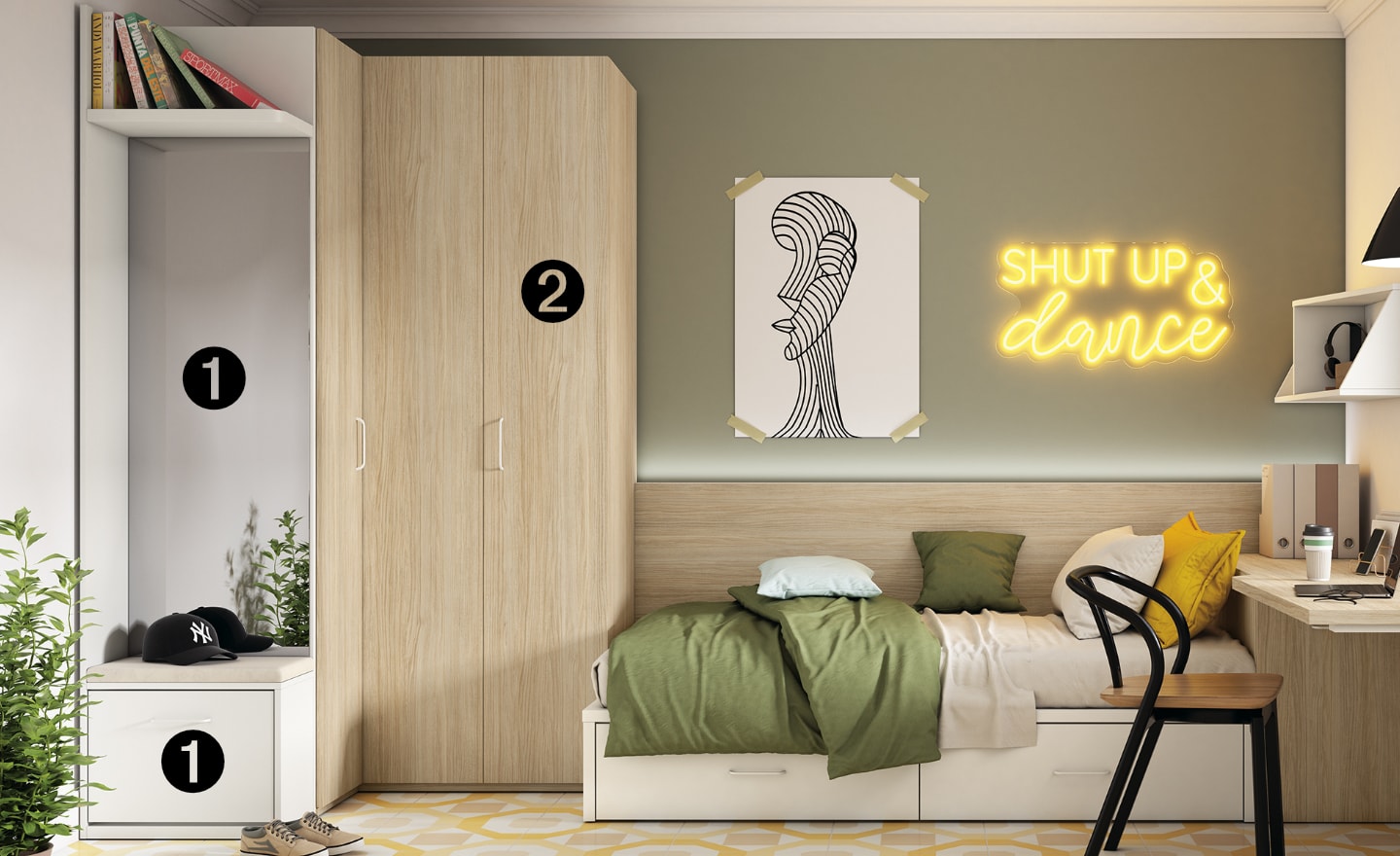 Roupeiro de Canto Sonrie 14 com terminal com espelho, sapateira e prateleira | Moveistore