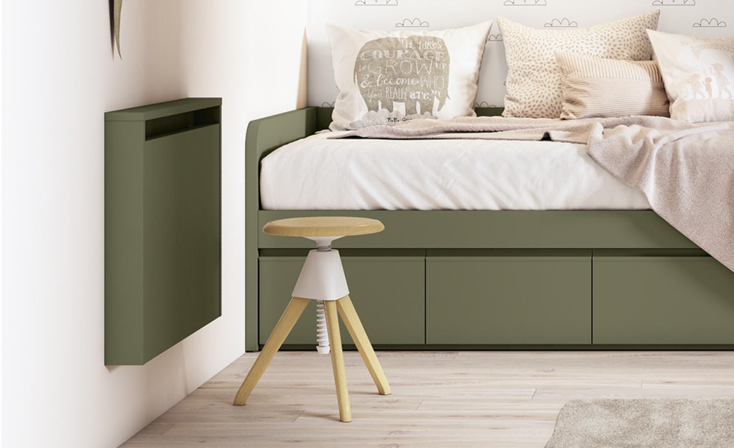 Secretária de Parede Rebatível Sonrie 1 com apoio metálico e design compacto para zonas de estudo | Moveistore