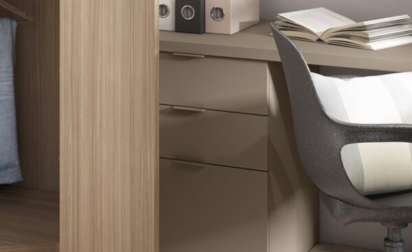 Secretária de Canto Sonrie 27 com bloco de 3 gavetas, sapateira basculante e nicho aberto | Moveistore