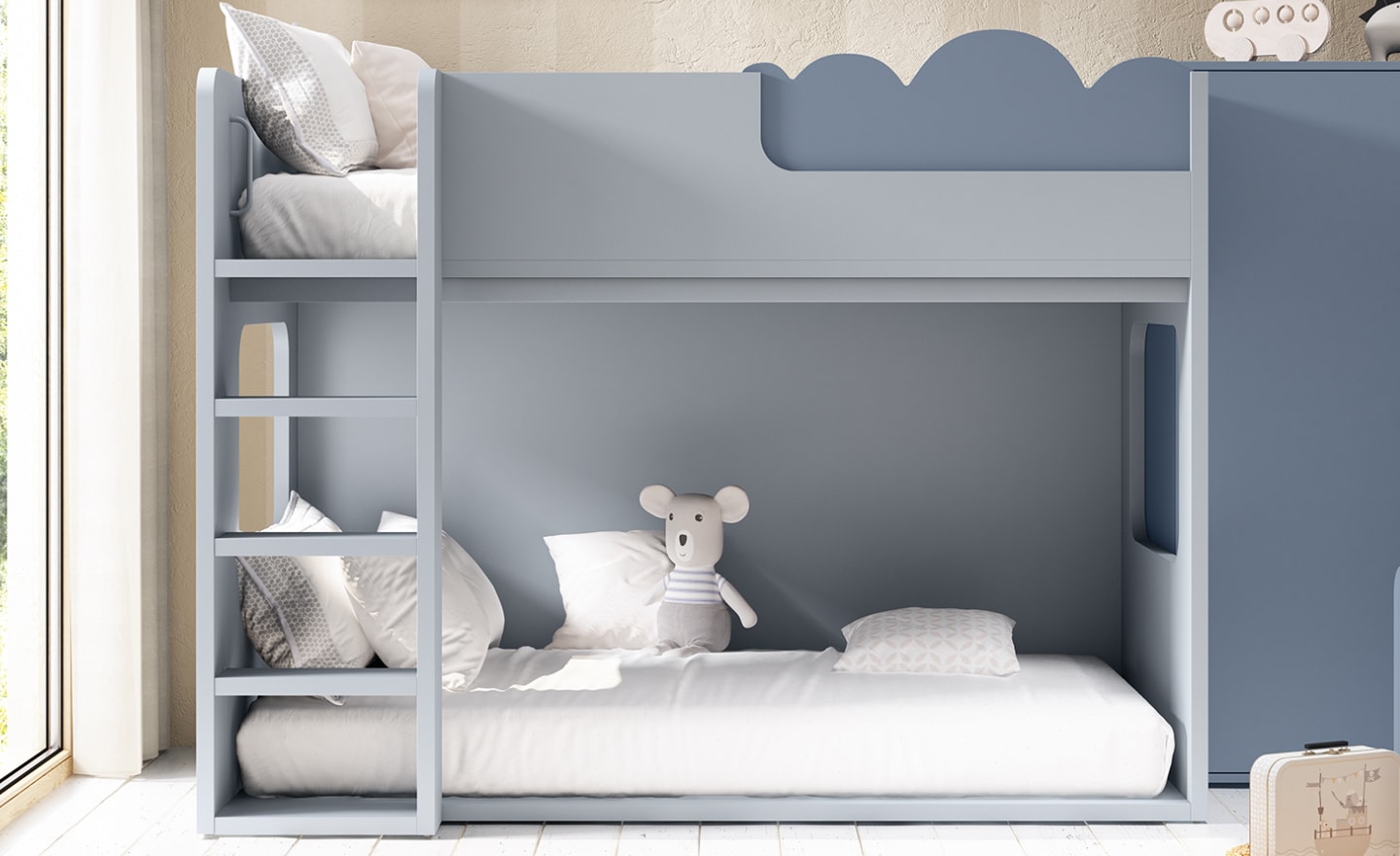 Beliche com Escada Sonrie 106 com proteção recortada e estrutura segura | Moveistore