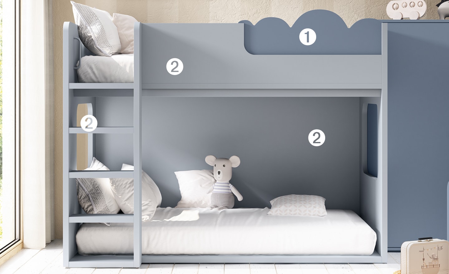 Beliche com Escada Sonrie 106 com proteção recortada e estrutura segura | Moveistore