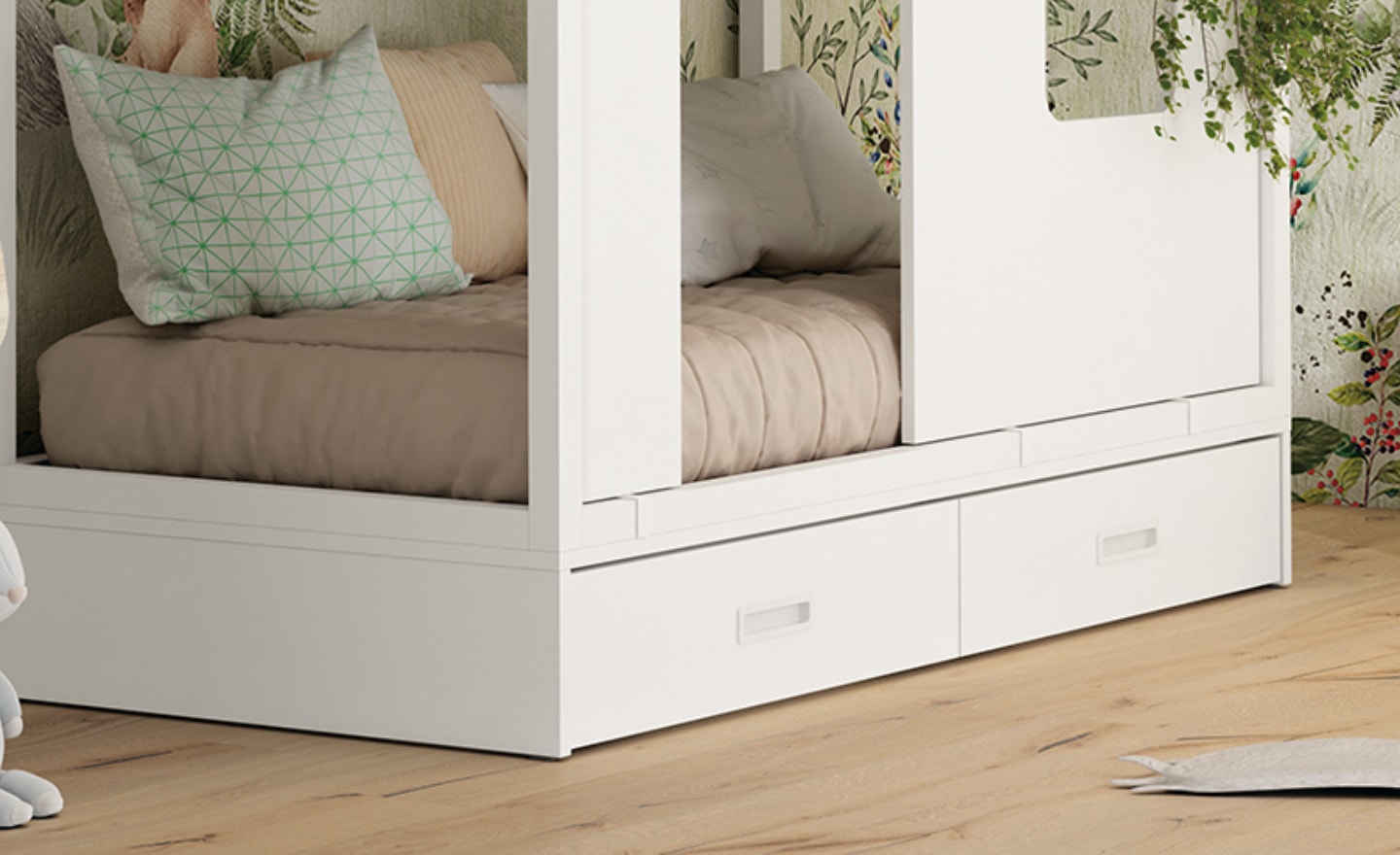 Cama Casinha com 2 Gavetões Sonrie 101 com design infantil e espaço de arrumação | Moveistore
