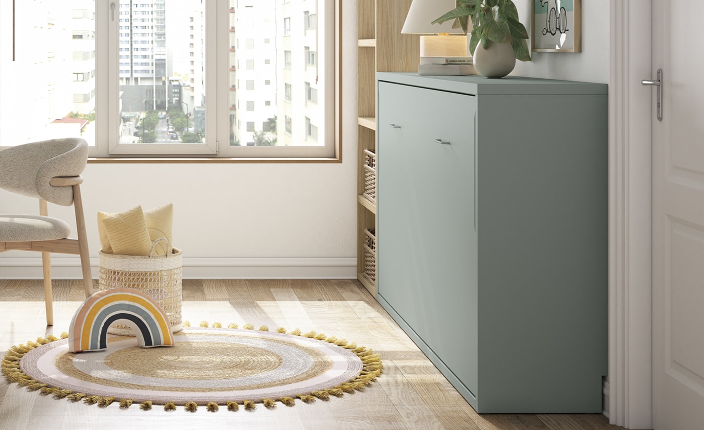 Cama Rebatível Horizontal Sonrie 74 com estrutura compacta e pés metálicos rebatíveis | Moveistore