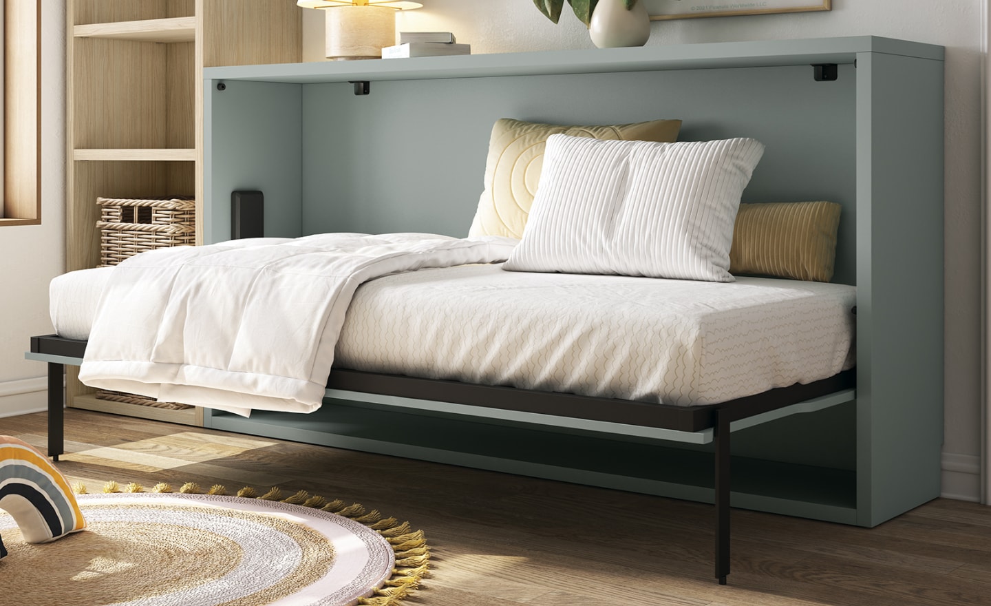 Cama Rebatível Horizontal Sonrie 74 com estrutura compacta e pés metálicos rebatíveis | Moveistore