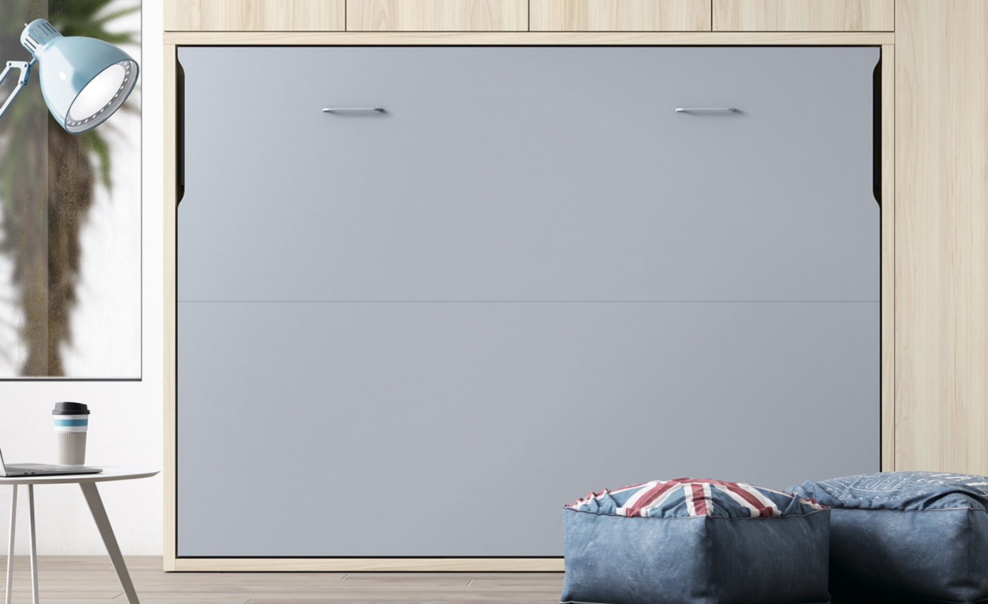 Cama Rebatível Horizontal Sonrie 69 com prateleiras interiores e acabamento moderno | Moveistore