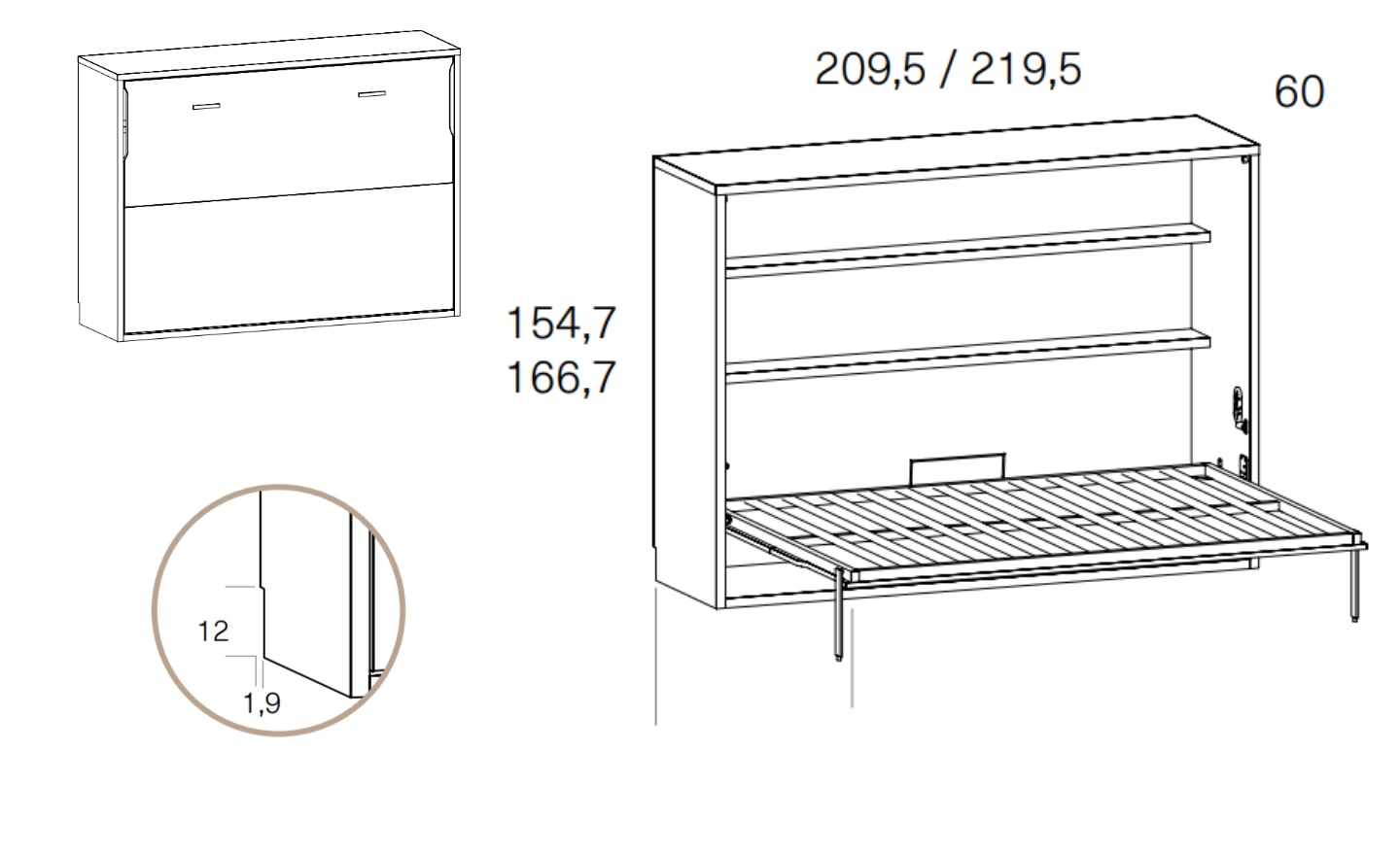 Cama Rebatível Sonrie 69 – Compacta, Elegante e com Arrumação Oculta