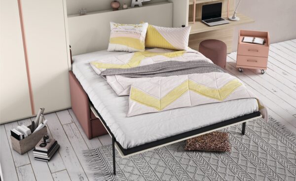 Cama Rebatível Vertical com Sofá Sonrie 70 com baú e estrutura metálica robusta | Moveistore