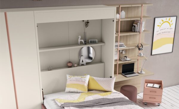 Cama Rebatível Vertical com Sofá Sonrie 70 com baú e estrutura metálica robusta | Moveistore