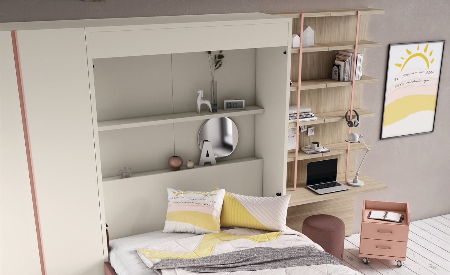 Cama Sonrie 70 – Rebatível Vertical com Sofá Integrado