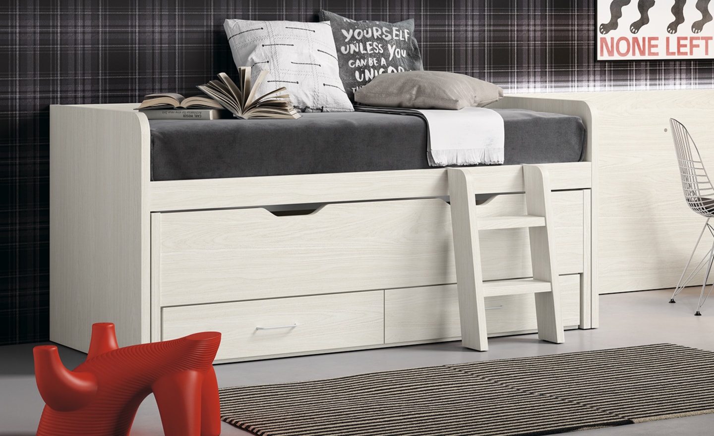 Compacto 60 Cama Oculta 2 Gavetões Sonrie 45 com gavetas inferiores e cama extra embutida | Moveistore