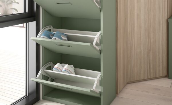 Quarto Juvenil Sonrie 43 com cama nido, secretária extensível e roupeiro de canto moderno | Moveistore