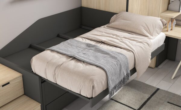 Quarto Juvenil Sonrie 54 com cama de arrasto, gavetas amplas e secretária com estantes | Moveistore