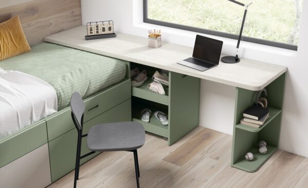 Quarto Juvenil Sonrie 64 com cama para colchão 190x90cm, secretária funcional e roupeiro espaçoso | Moveistore