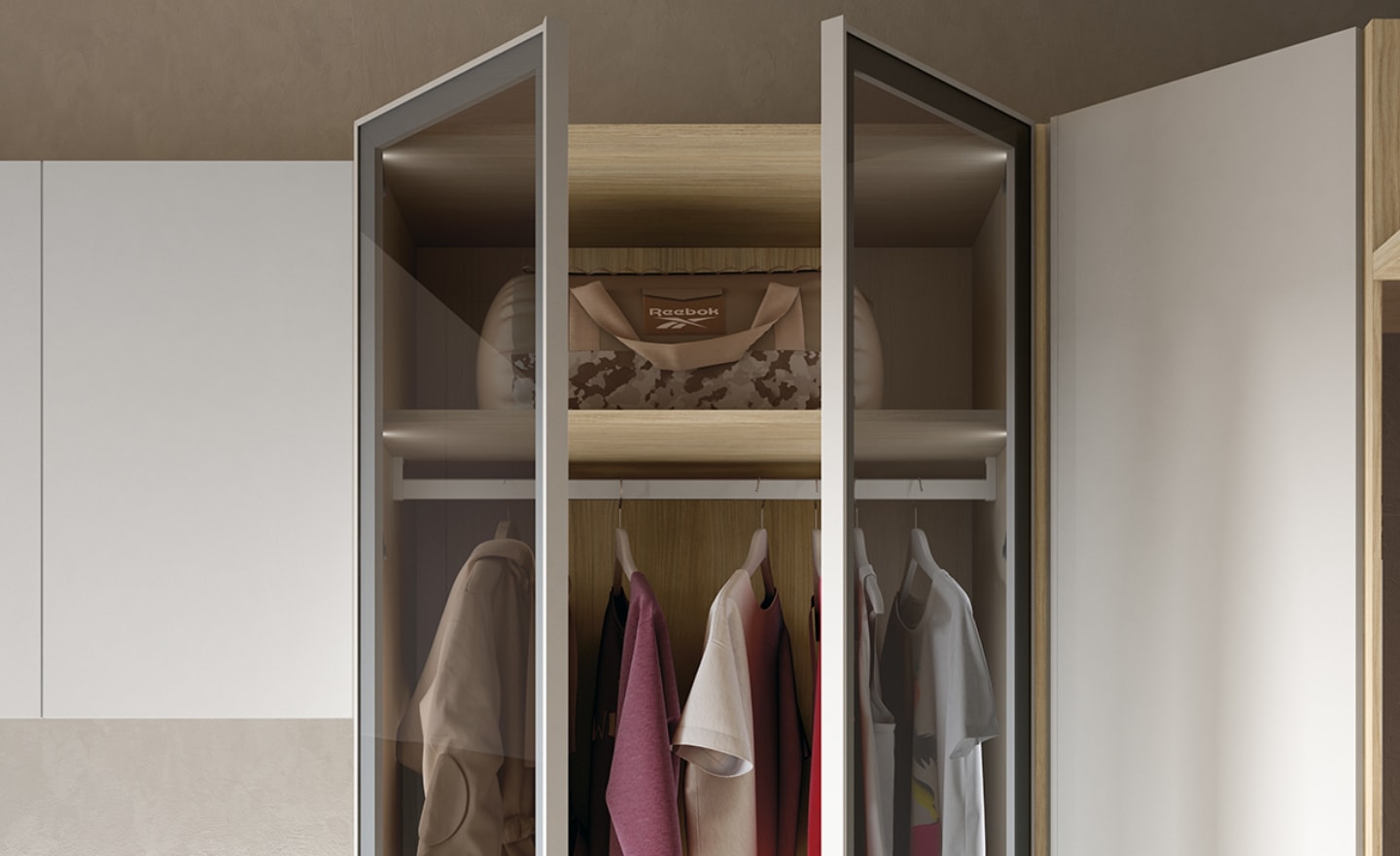 Quarto Sonrie 66 – Design moderno com arrumação total e iluminação funcional