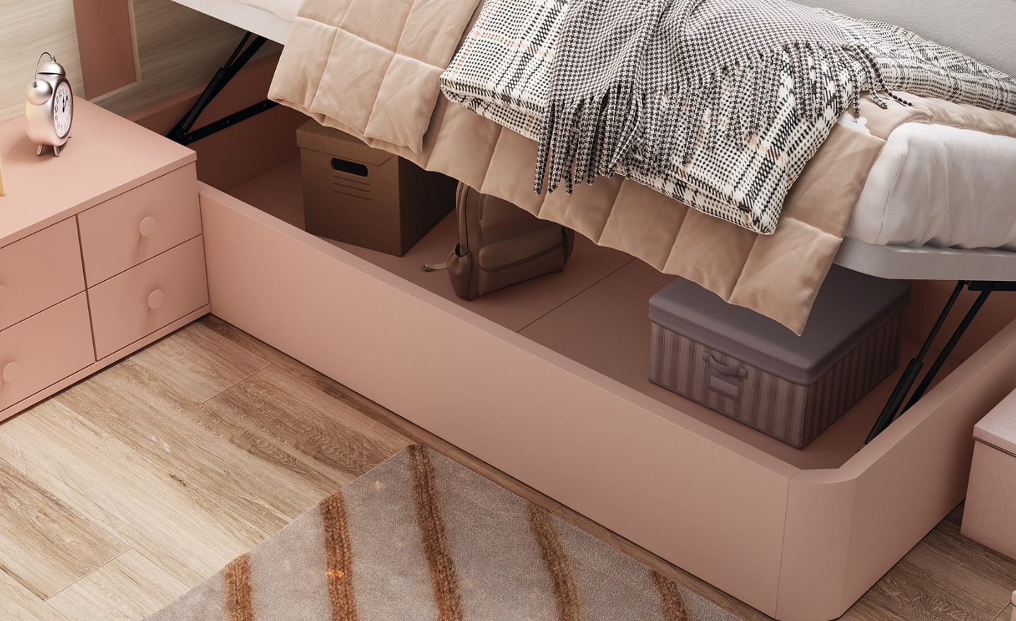 Quarto Juvenil Sonrie 89 com cama elevável e zona de estudo completa | Moveistore