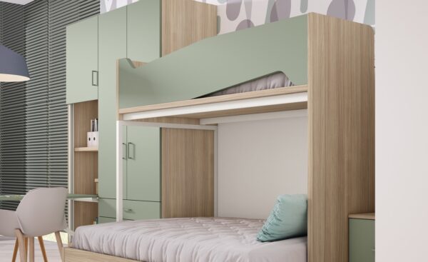 Quarto Juvenil com Beliche Sonrie 84 com escada e gavetas integradas | Moveistore