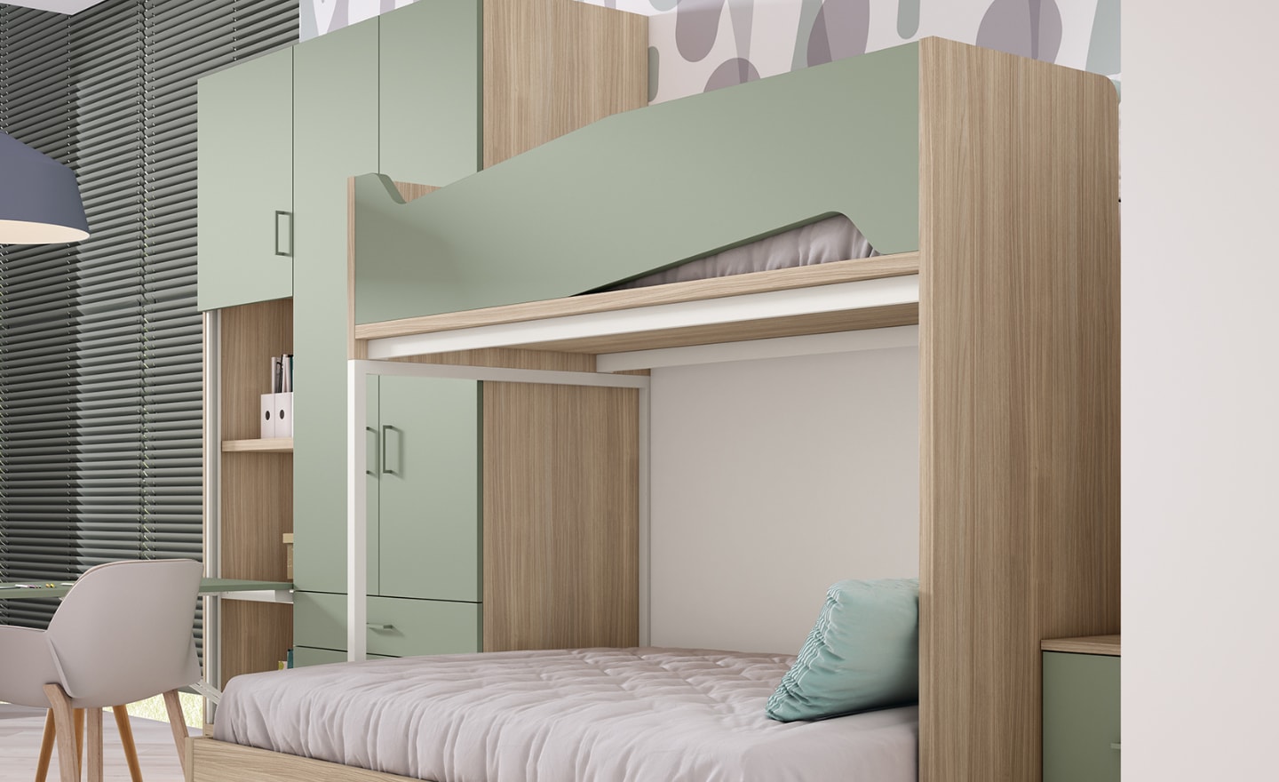 Quarto com Beliche Sonrie 84 e arrumação inteligente