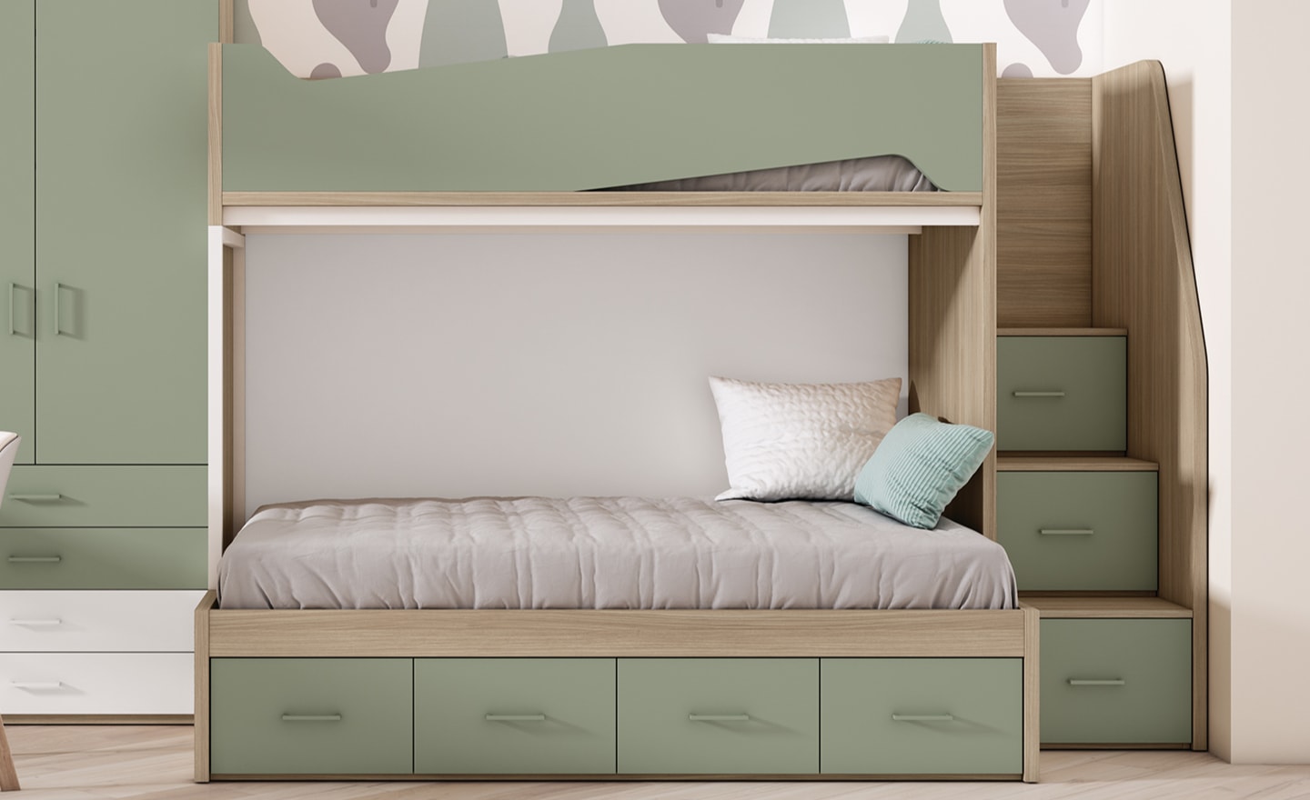 Quarto com Beliche Sonrie 84 e arrumação inteligente