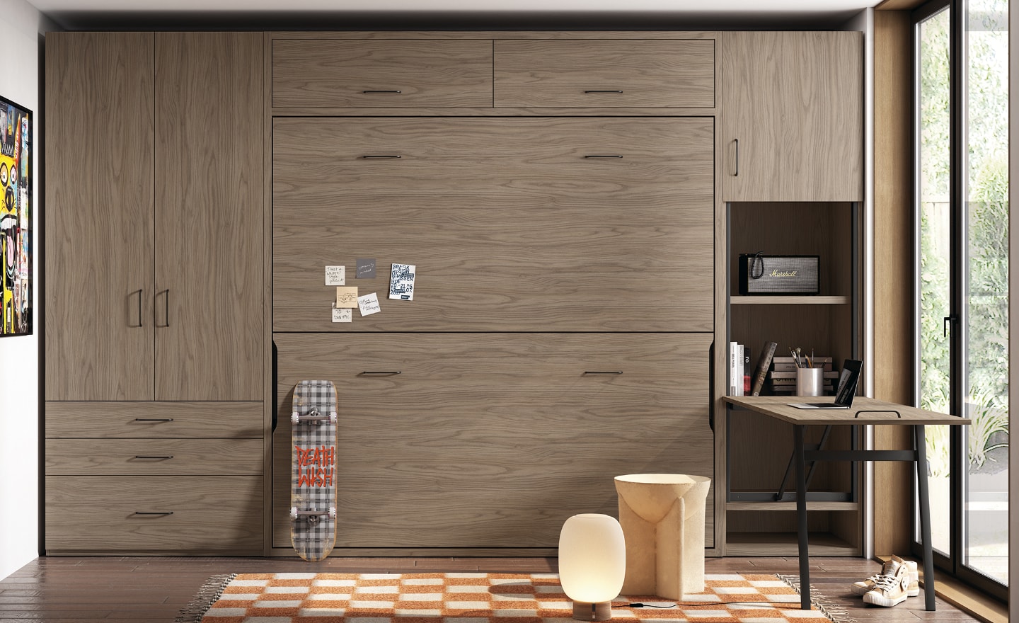 Quarto com Beliche Rebatível Sonrie 73 com secretária e camas independentes | Moveistore