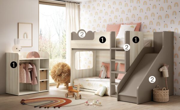 Quarto com Beliche com Escorrega Sonrie 105 com estrutura divertida e funcional | Moveistore