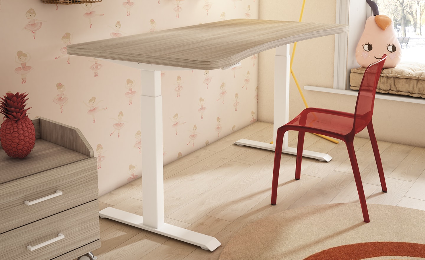 Cama Sonrie 68 – Quarto com cama rebatível horizontal, secretária e arrumação funcional