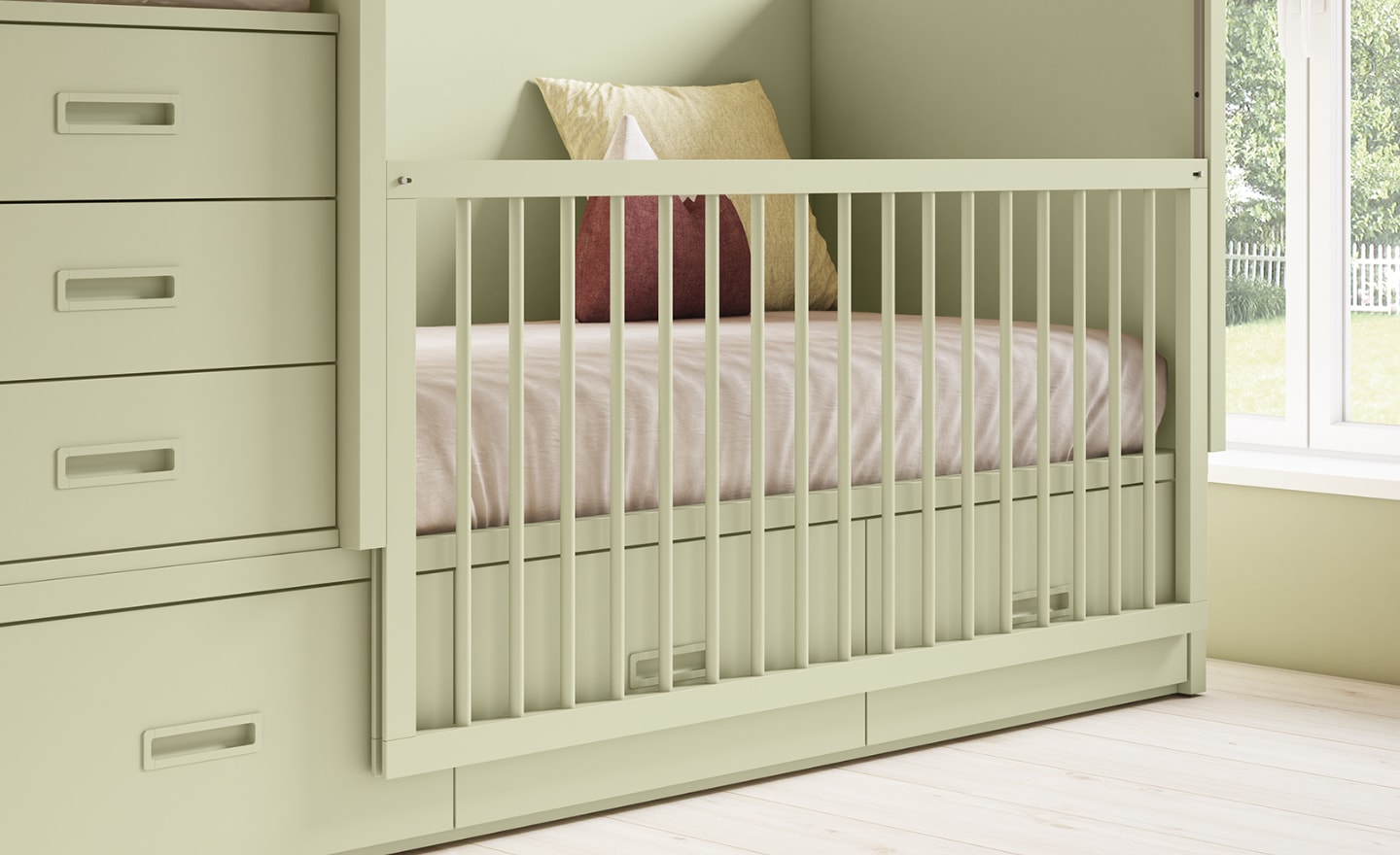 Quarto Sonrie 100 – cama de bebé com arrumação e escorrega incluído