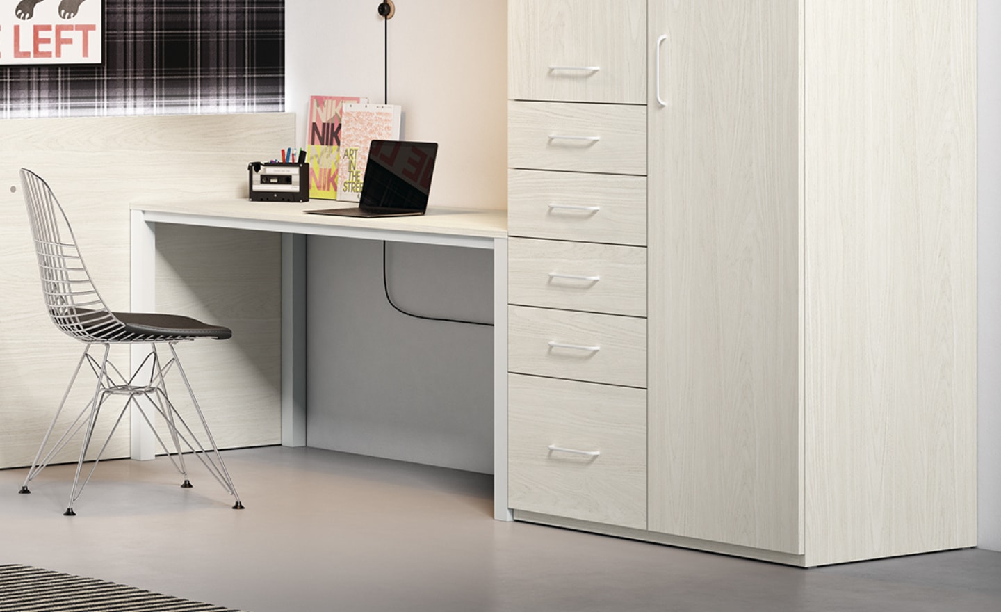 Roupeiro 2 Portas 4 Gavetas 1 Gavetão Sonrie 45 com espaço interno versátil e design juvenil | Moveistore