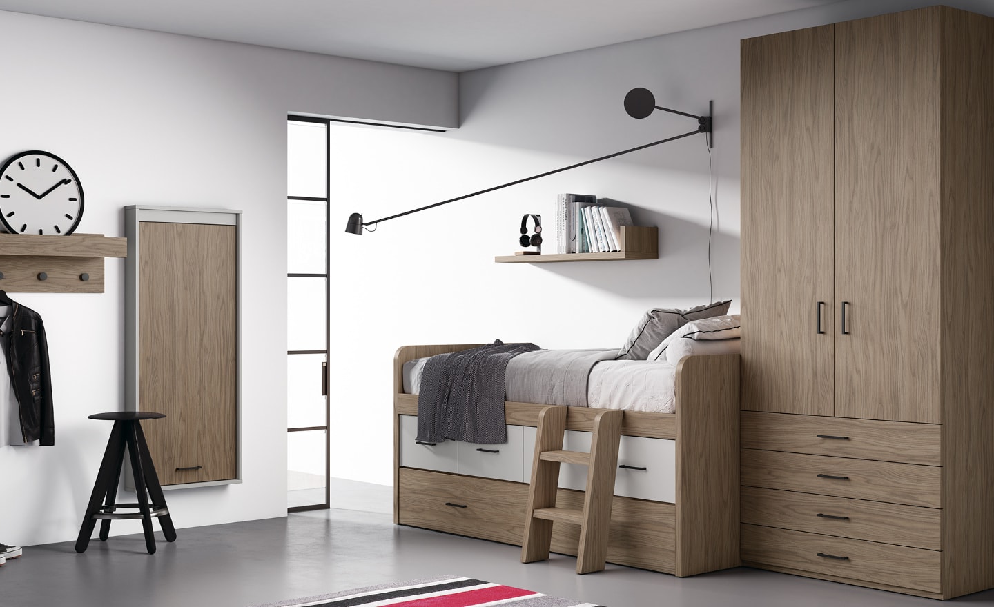 Roupeiro 2 Portas 4 Gavetões Sonrie 44 com gavetas inferiores e zona de cabides | Moveistore