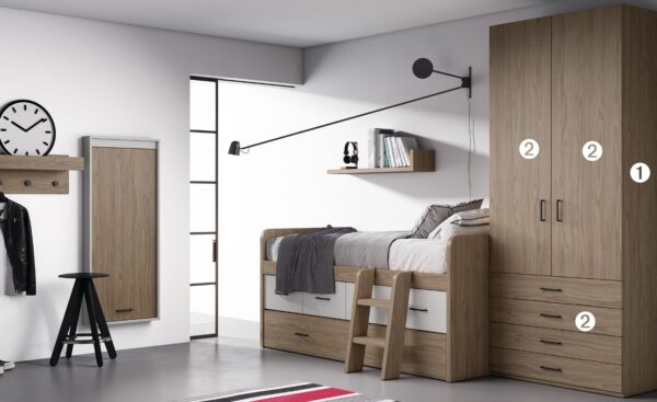 Roupeiro 2 Portas 4 Gavetões Sonrie 44 com gavetas inferiores e zona de cabides | Moveistore