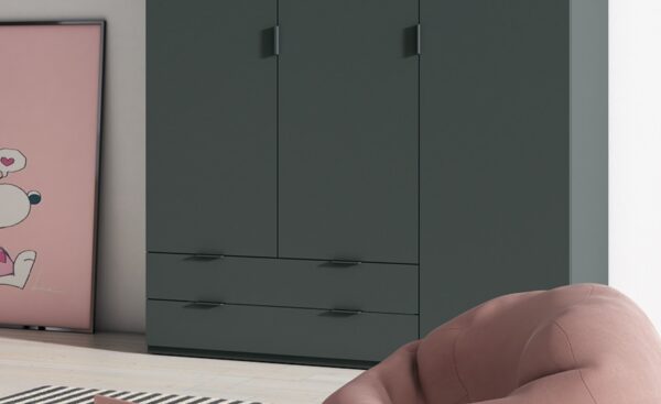 Roupeiro 3 portas e 2 gavetas inferiores Sonrie 37 com estrutura robusta e interior dividido | Moveistore