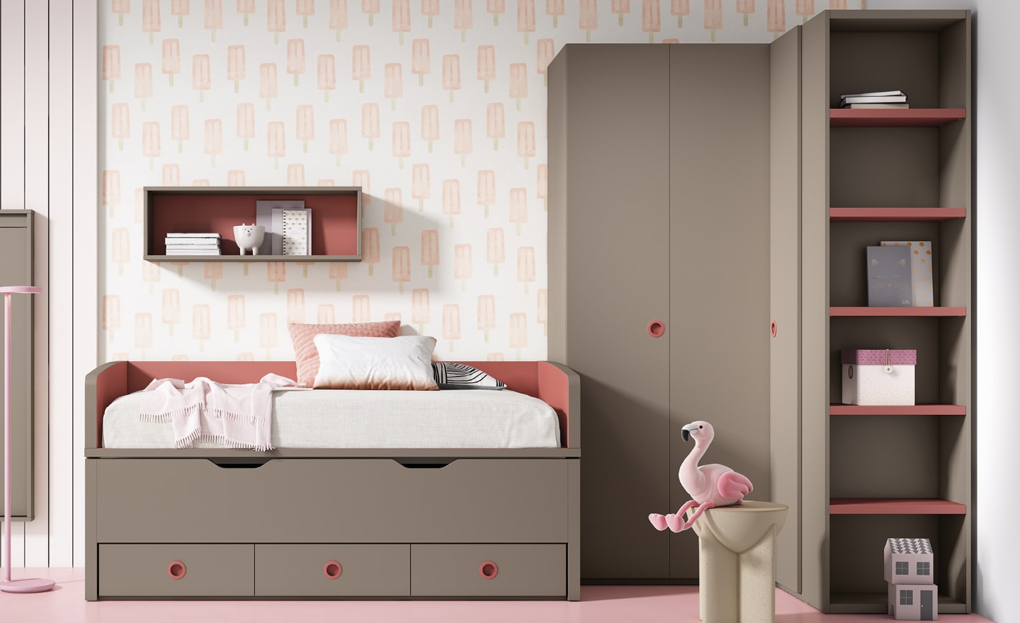 Roupeiro de Canto Sonrie 51 com portas amplas e estante lateral integrada | Moveistore