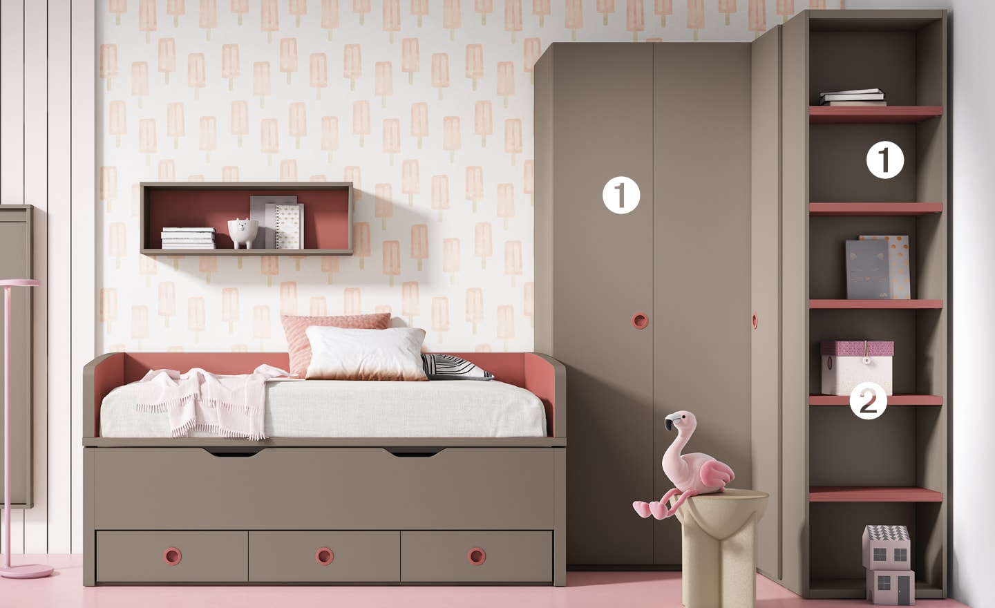 Roupeiro de Canto Sonrie 51 com portas amplas e estante lateral integrada | Moveistore