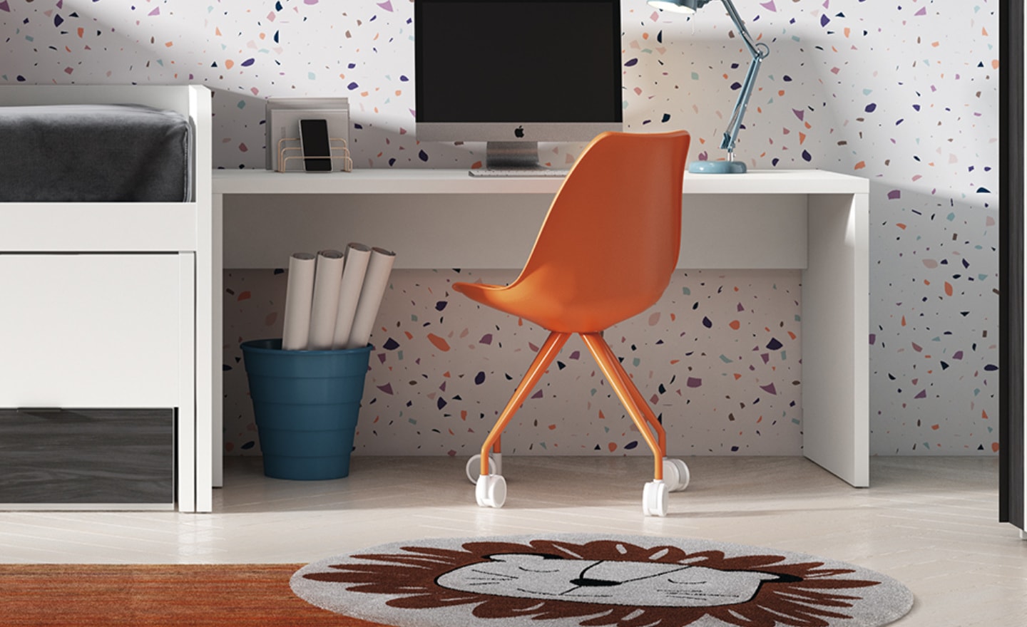 Secretária Sonrie 47 com estrutura robusta e tampo retangular para estudo juvenil | Moveistore