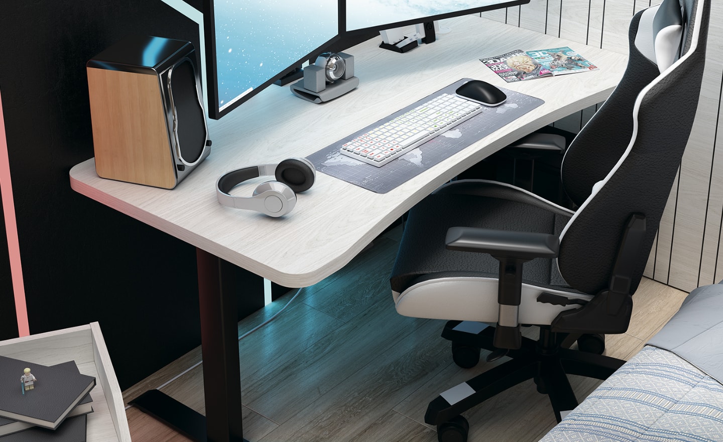 Secretária Elevatória Sonrie 68 com ajuste elétrico e estrutura metálica robusta | Moveistore