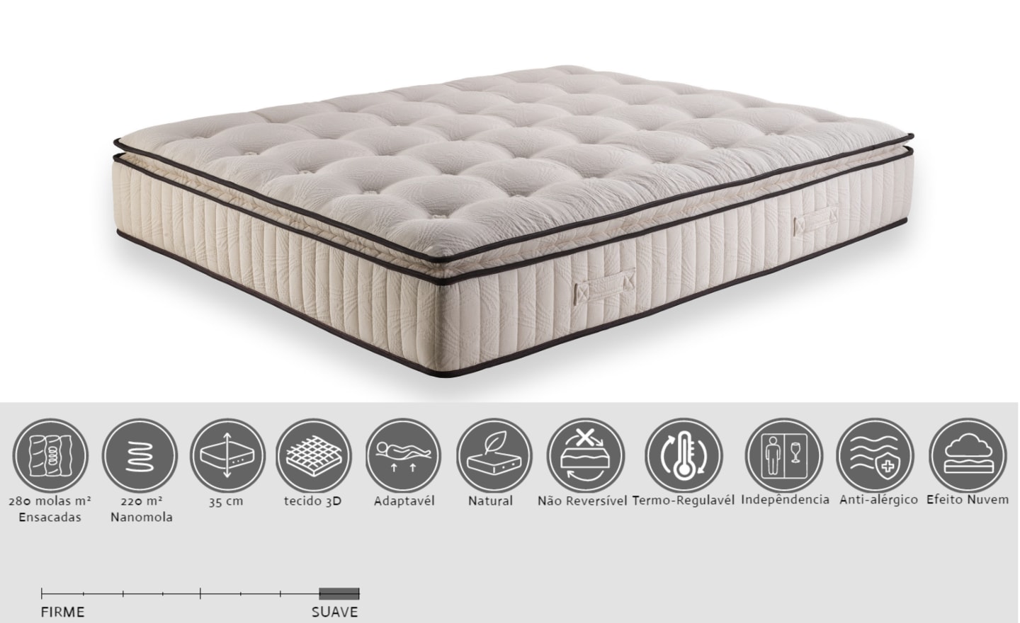 Colchão Mola Ensacada Kuipper Nature com camadas naturais e ventilação 3D | Moveistore