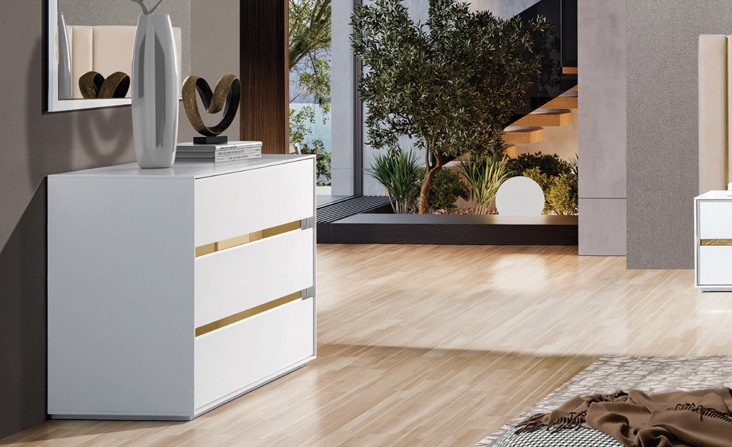 Cómoda Brisa com acabamento lacado e detalhes metálicos elegantes | Moveistore