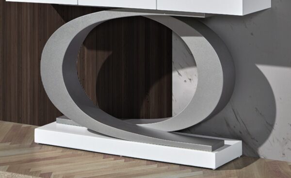 Consola Eclipse com design circular e três gavetas discretas