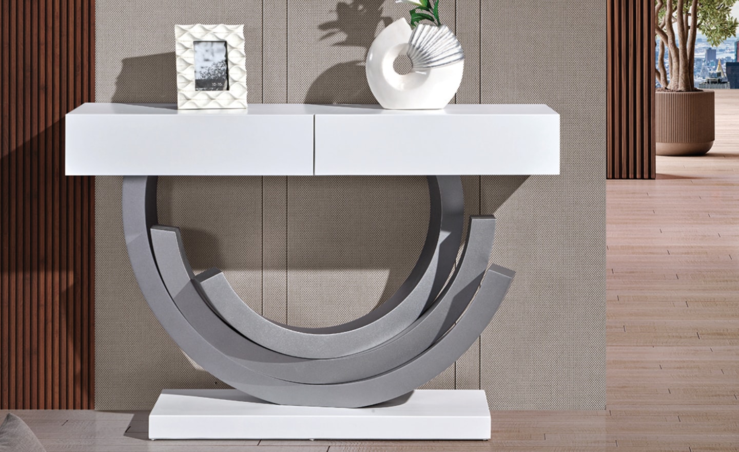 Consola Scandi em estilo com estrutura em MDF e gavetas lisas