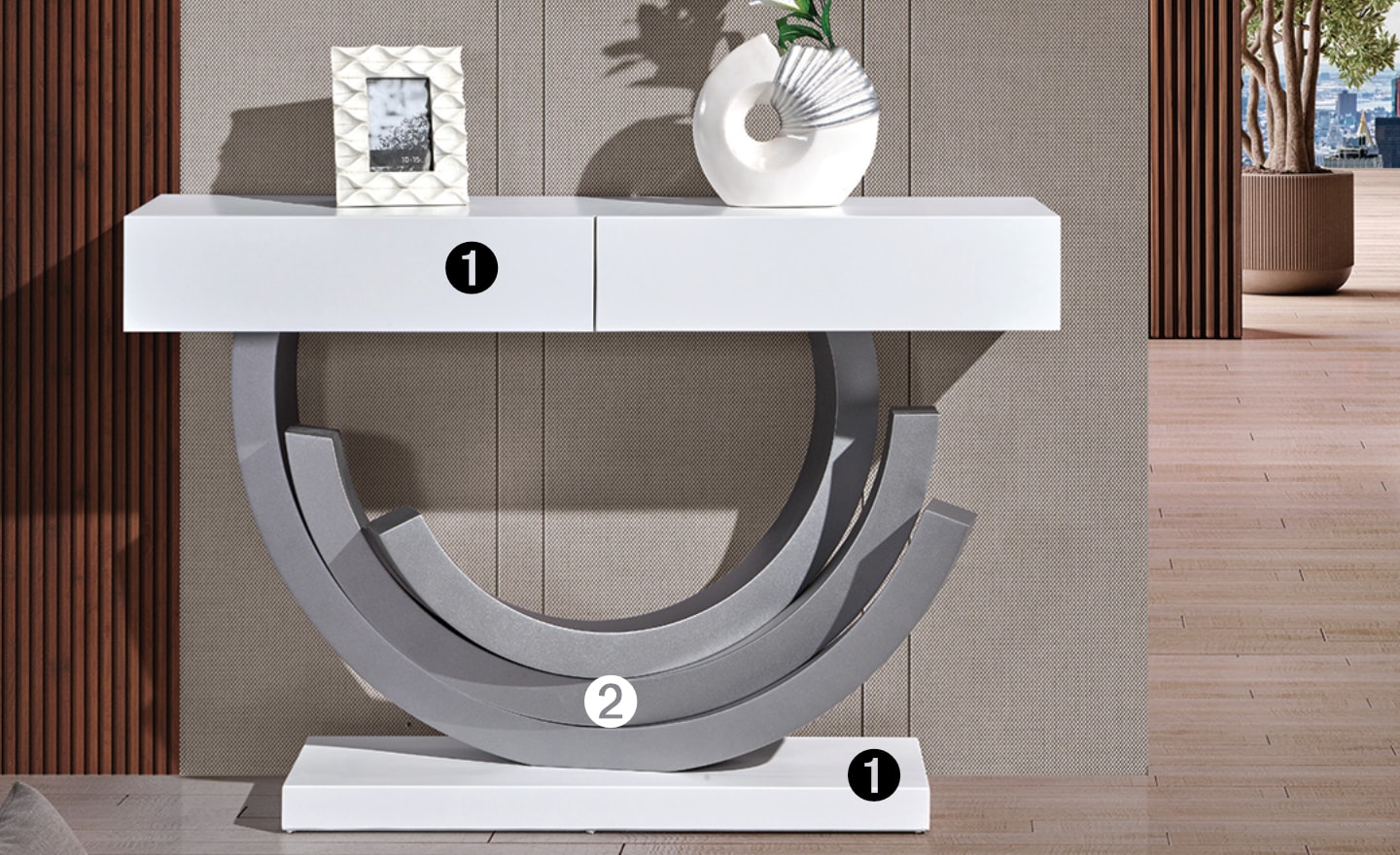 Consola Scandi em estilo com estrutura em MDF e gavetas lisas