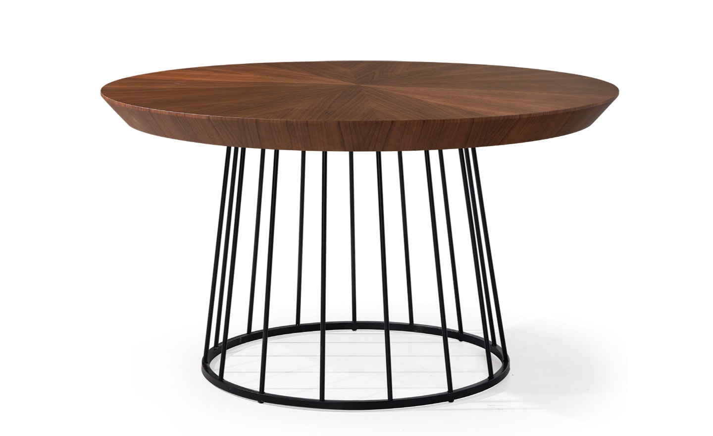 Mesa de Jantar Redonda Cage com tampo em madeira e base metálica