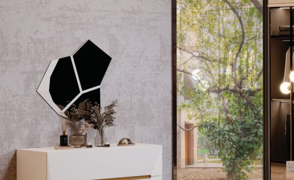 Espelho Elegance Luxe – elegância e originalidade na decoração do quarto Espelho Elegance Luxe com design geométrico em múltiplos painéis | Moveistore