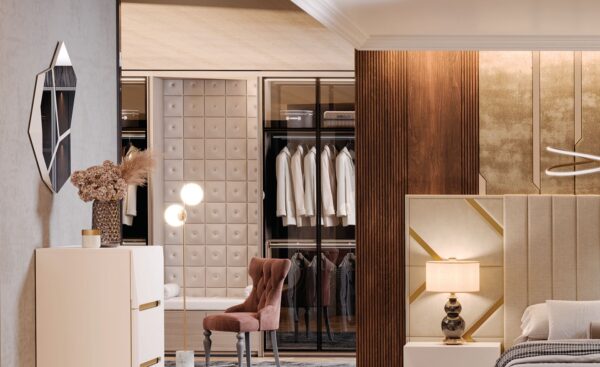 Espelho Elegance Luxe com design geométrico em múltiplos painéis | Moveistore