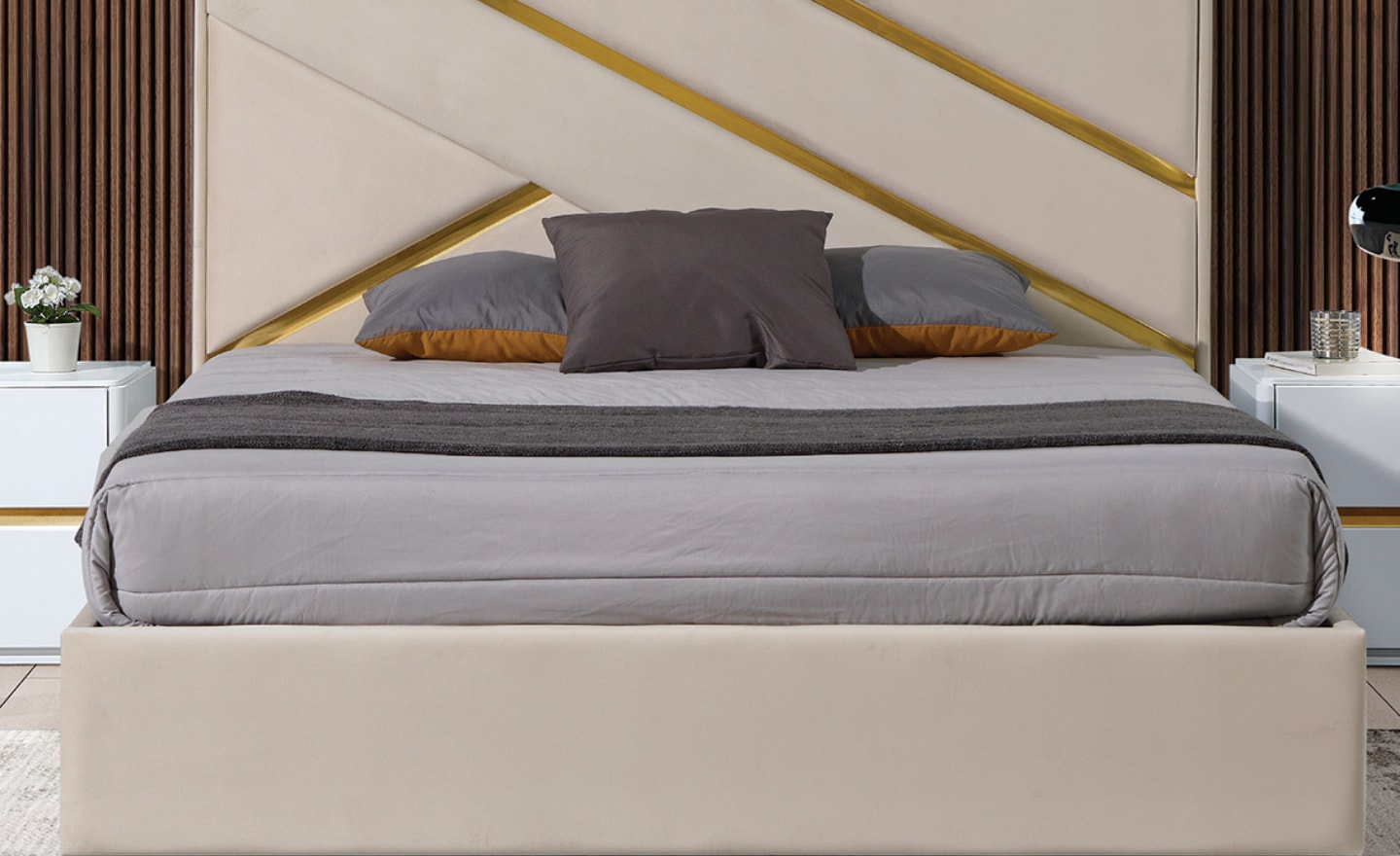 Quarto Dune – Sofisticação Contemporânea com Detalhes Geométricos