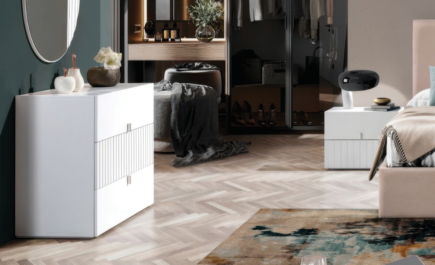 Quarto Essenza – Design Contemporâneo com Ripado e Estofo