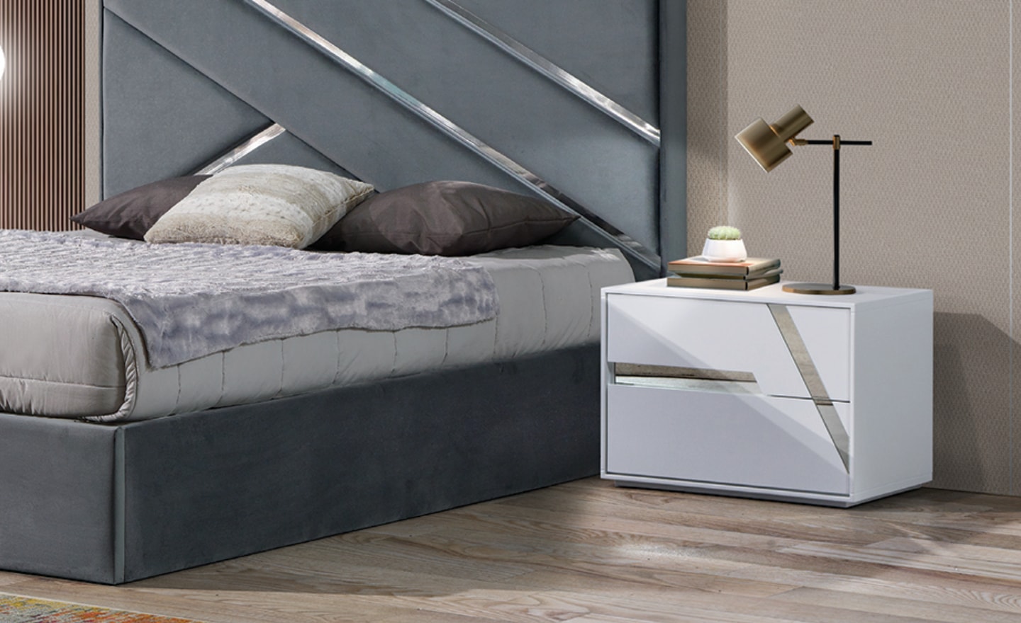 Quarto Reflex – Conforto Moderno com Detalhes Geométricos