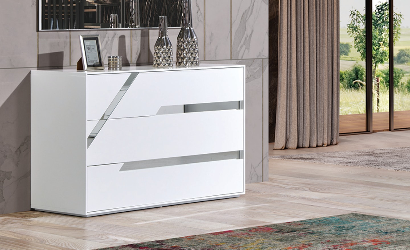 Quarto Reflex – Conforto Moderno com Detalhes Geométricos