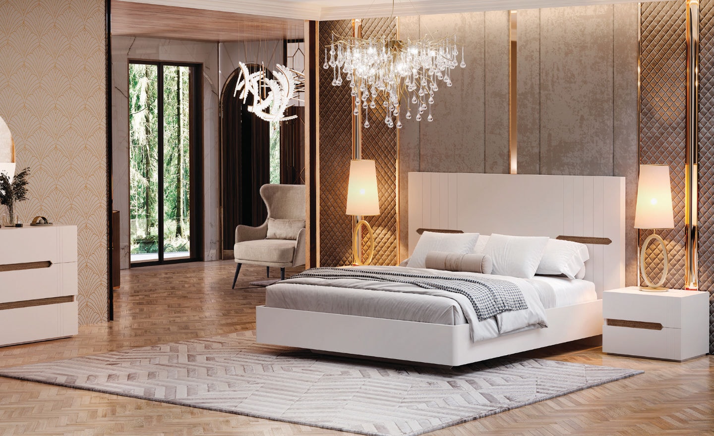 Quarto de Casal Terra Nobre com cabeceira ampla e design simplista | Moveistore