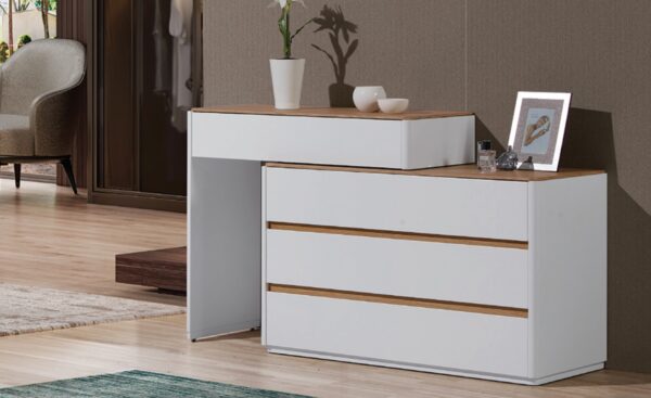 Toucador Oslo – Organização, Estilo e Design Funcional Toucador Oslo com três gavetas amplas e acabamento lacado
