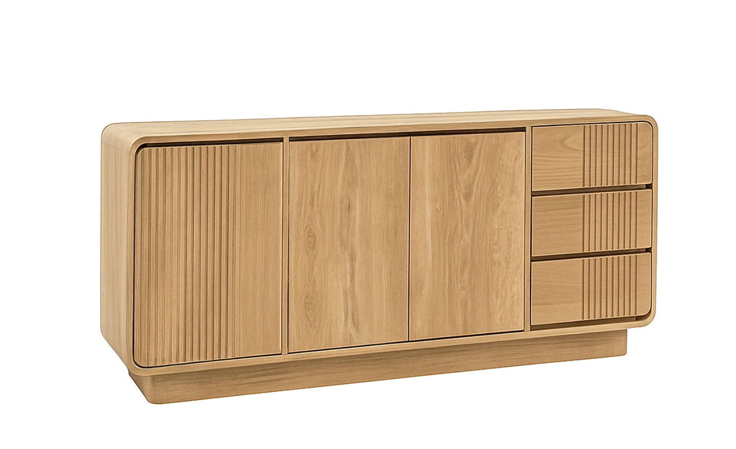 Aparador Eyre 3 Portas 3 Gavetas 6396002 em madeira de teca com detalhes ripados | Moveistore