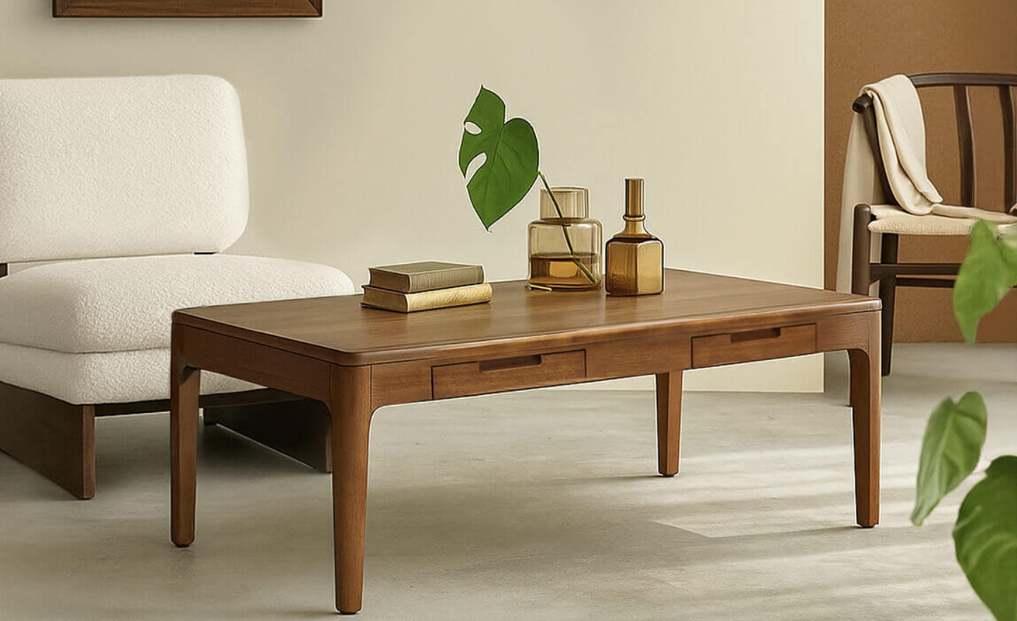 Mesa de Centro Oporto 2 Gavetas 6110120 em madeira maciça de mogno | Moveistore